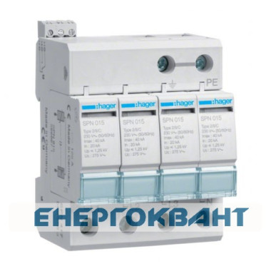 Розрядник класу 2 Hager SPN417 з доп контактом 40kA