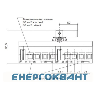 Перемикач Hager HI406R I-0-II 125А 400 / 690В 4P 12м Перемикач Hager HI406R I-0-II 125А 400 / 690В 4P 12м