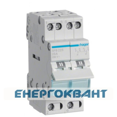 Перемикач Hager SFB225 I-0-II 2P 25А / 230В 2м Перемикач Hager SFB225 I-0-II 2P 25А / 230В 2м