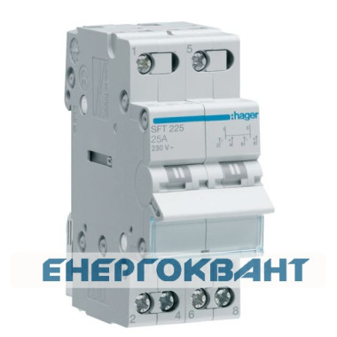Перемикач Hager SFT225 2P 25А / 230В 2м I-0-II Перемикач Hager SFT225 2P 25А / 230В 2м I-0-II