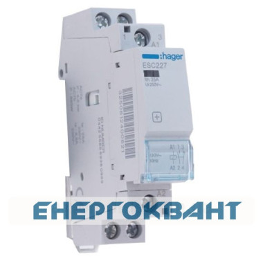 Контактор 25A ESC227 (1 але + 1НЗ, 230В) 1м Hager