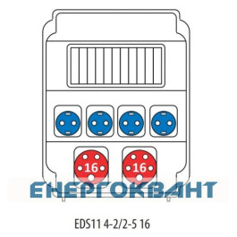 Будівельний щиток харчування ETI 004483300 з роз'ємами EDS11 4-2 / 2-5 16 (Роз'єм 16A / 5P-2 Schuko-4 АВ: C16 / 1-4 C16 / 3-2)