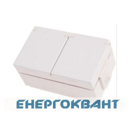 Розетка накладна 2-місна з кришкою біла Hager polo.hermetica IP44, 16000402
