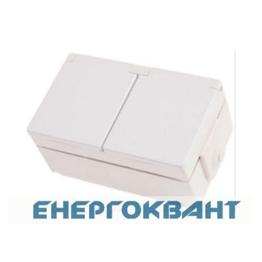 Розетка накладна 2-місна з кришкою біла Hager polo.hermetica IP44, 16000402