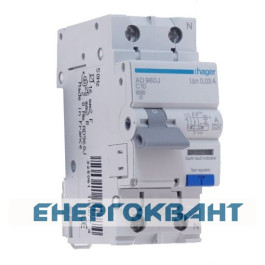 Діф.автомат Hager AD960J 10А 1 + N,