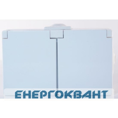Розетка накладна 2-місна з кришкою біла Hager polo.hermetica IP44, 16000402
