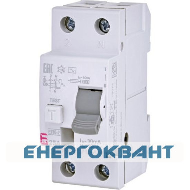Реле диференціальне УЗО ETI EFI6-2 25А / 0,03А тип AC 6kA