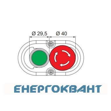 Двухмодульной кнопковий пост ETI 004771443 ESE2-V5 «START / STOP» тип з відключенням поворотом