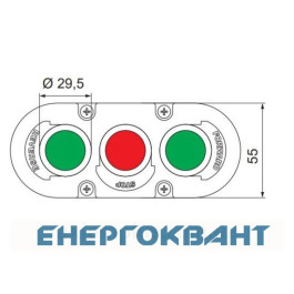 Трехмодульний кнопковий пост ETI 004771444 ESE3-V6 ( «FORWARD / STOP / REVERSE» зелений / червоний / зелений)