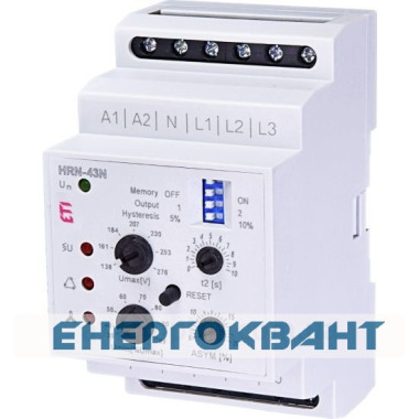Реле контролю фаз ETI 002471404 HRN-43N 230V (3F 2x16A AC1) з нейтраллю Реле контролю фаз ETI 002471404 HRN-43N 230V (3F 2x16A AC1) з нейтраллю