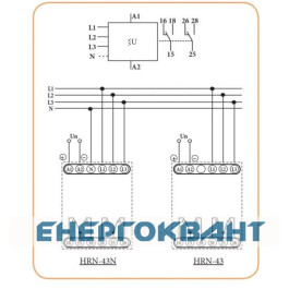 Реле контролю фаз ETI 002471404 HRN-43N 230V (3F 2x16A AC1) з нейтраллю