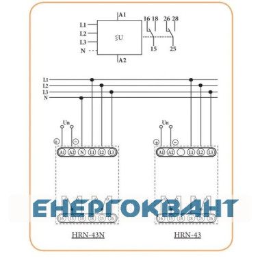 Реле контролю фаз ETI 002471404 HRN-43N 230V (3F 2x16A AC1) з нейтраллю Реле контролю фаз ETI 002471404 HRN-43N 230V (3F 2x16A AC1) з нейтраллю