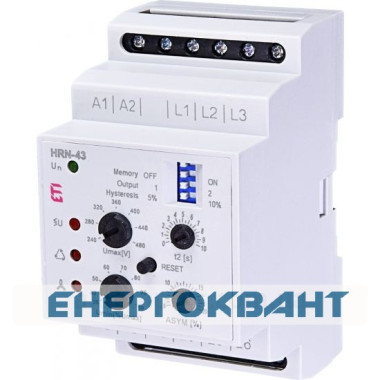 Реле контролю фаз ETI 002471419 HRN-43 400V AC (3F 2x16A AC1) без нейтралі Реле контролю фаз ETI 002471419 HRN-43 400V AC (3F 2x16A AC1) без нейтралі