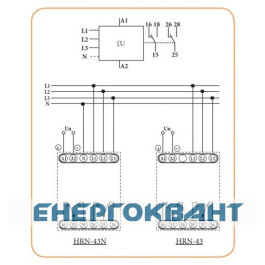 Реле контролю фаз ETI 002471419 HRN-43 400V AC (3F 2x16A AC1) без нейтралі