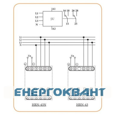 Реле контролю фаз ETI 002471419 HRN-43 400V AC (3F 2x16A AC1) без нейтралі Реле контролю фаз ETI 002471419 HRN-43 400V AC (3F 2x16A AC1) без нейтралі