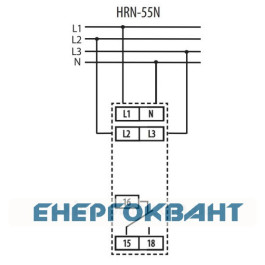 Реле контролю послідовності асиметрії і обриву фаз ETI 002471432 HRN-55N 3x400 / 230AC (3F 1x8A AC1) з нейтраллю
