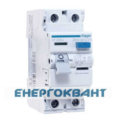 УЗО Hager CF226J (2П 25A 300мА AC)