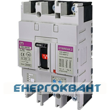 Автоматичний вимикач ETI 004671091 EB2 400 / 3L 250А 3р (25кА) Автоматичний вимикач ETI 004671091 EB2 400 / 3L 250А 3р (25кА)