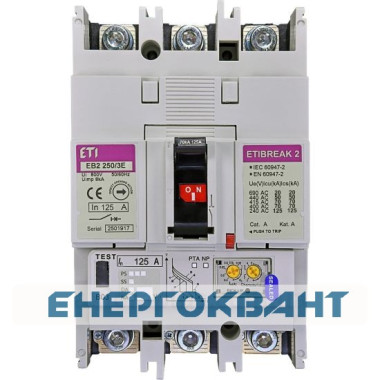 Автоматичний вимикач ETI 004671302 EB2 250 / 3E 125А 3р (70кА) Автоматичний вимикач ETI 004671302 EB2 250 / 3E 125А 3р (70кА)