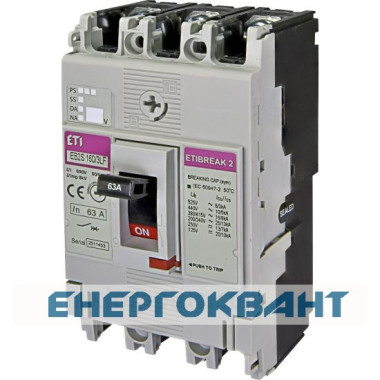 Автоматичний вимикач ETI 004671807 EB2S 160 / 3LF 63А 3P (16kA фіксовані настройки)