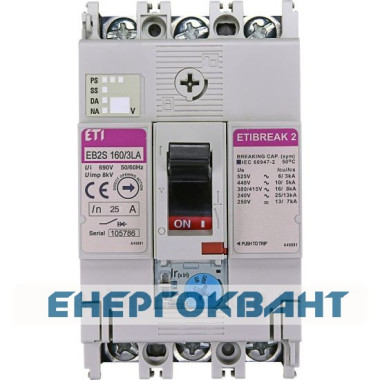 Автоматичний вимикач ETI 004671881 EB2S 160 / 3LA 63А 3P (16kA регульований) Автоматичний вимикач ETI 004671881 EB2S 160 / 3LA 63А 3P (16kA регульований)