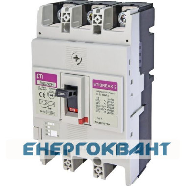 Автоматичний вимикач ETI 004671864 EB2S 250 / 3HF 3P 200A 40kA (фіксована) Автоматичний вимикач ETI 004671864 EB2S 250 / 3HF 3P 200A 40kA (фіксована)