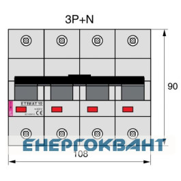 Автоматичний вимикач ETI 002136732 ETIMAT 10 3p + N C 100А (20 kA)