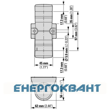 Базовий двосторонній модуль сигнальної колони Eaton SL4-PIB-D Ø40мм для вертикального монтажу