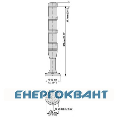 Червоно-жовто-зелена сигнальна колона 100мм Eaton SL4-100-L-RYG-24-LED 24В Ø40мм
