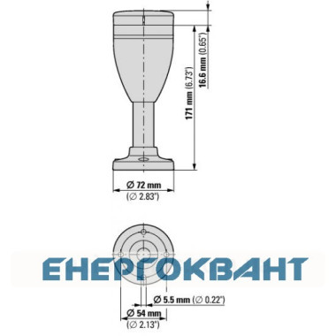 Базовий модуль сигнальної стійки Eaton SL7-CB-100 алюмінієва трубка 100мм Ø70мм Базовий модуль сигнальної стійки Eaton SL7-CB-100 алюмінієва трубка 100мм Ø70мм