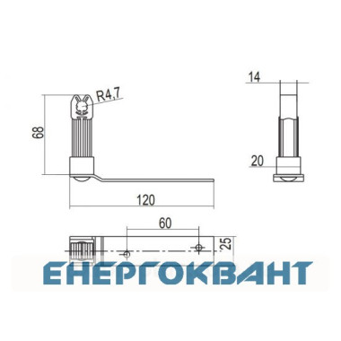 Кутовий тримач токоотводящий прута DKC ND2215ZC 100x70х25мм Кутовий тримач токоотводящий прута DKC ND2215ZC 100x70х25мм