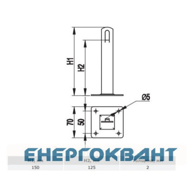 Металевий тримач токопроводящего прута DKC ND2105 ø8мм висотою 150мм Металевий тримач токопроводящего прута DKC ND2105 ø8мм висотою 150мм