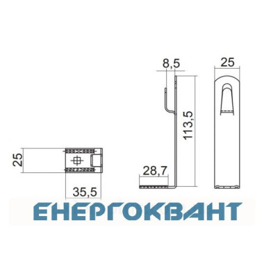 Універсальний тримач токоотводящий прута DKC ND2217ZC 35х115х26мм з оцинкованої сталі