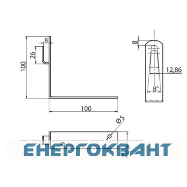 Кутовий тримач токоотводящий прута DKC ND2251ZC 100х100х25мм з оцинкованої сталі