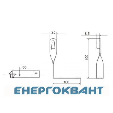 Скручений кутовий тримач токоотводящий прута DKC ND2252ZC 100х100х25мм з оцинкованої сталі Скручений кутовий тримач токоотводящий прута DKC ND2252ZC 100х100х25мм з оцинкованої сталі