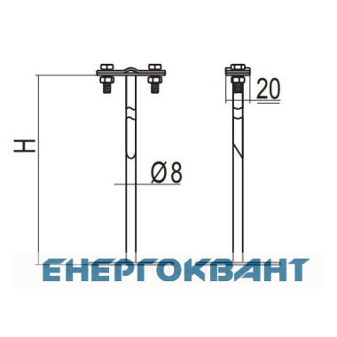 Спеціальний покрівельний держатель токоотвода DKC ND2332ZC висотою 400мм Спеціальний покрівельний держатель токоотвода DKC ND2332ZC висотою 400мм