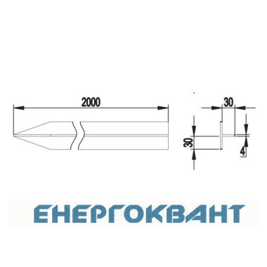 Вертикальний Т-подібний заземлитель DKC NE1105 30х30х30х4мм довжиною 2м зі сталі гарячого цинкування