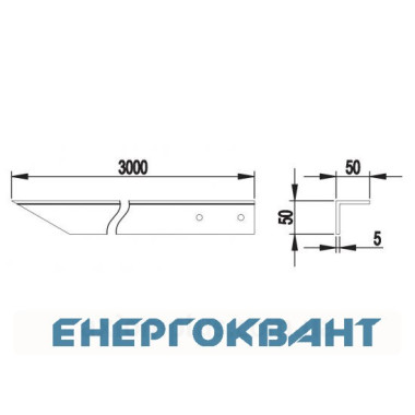 Вертикальний Г-подібний заземлитель DKC NE5503 50х50х5мм довжиною 3м зі сталі гарячого цинкування Вертикальний Г-подібний заземлитель DKC NE5503 50х50х5мм довжиною 3м зі сталі гарячого цинкування