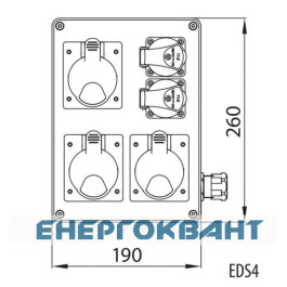 Будівельний щиток харчування ETI 004483101 з роз'ємами EDS4 2-2 / 2-5 32 (Роз'єм 32A / 5P-2 Schuko-2 АВ: C16 / 1-1 C32 / 3-1)