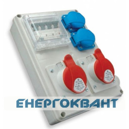 Будівельний щиток харчування ETI 004483101 з роз'ємами EDS4 2-2 / 2-5 32 (Роз'єм 32A / 5P-2 Schuko-2 АВ: C16 / 1-1 C32 / 3-1)