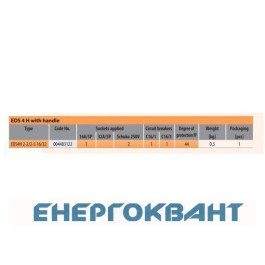 Переносний щит харчування ETI 004483122 з роз'ємами EDS4H 2-2 / 2-5 16/32 (Роз'єм 16A / 5P-1 32A / 5P-1 Schuko-2 АВ: C16 / 1-1 C16 / 3-1 з ручкою)