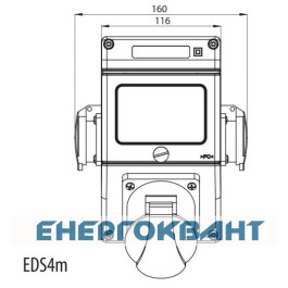 Будівельний щиток харчування ETI 004483111 з роз'ємами EDS4m 2-2 / 1-5 32 (Роз'єм 32A / 5P-1 Schuko-2 АВ: C16 / 1-1 C32 / 3-1 «міні»)