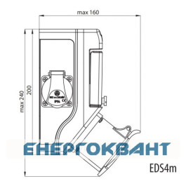 Будівельний щиток харчування ETI 004483111 з роз'ємами EDS4m 2-2 / 1-5 32 (Роз'єм 32A / 5P-1 Schuko-2 АВ: C16 / 1-1 C32 / 3-1 «міні»)