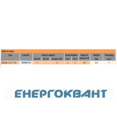 Будівельний щиток харчування ETI 004483110 з роз'ємами EDS4m 2-2 / 1-5 16 (Роз'єм 16A / 5P-1 Schuko-2 АВ: C16 / 1-1 C16 / 3-1 «міні») Будівельний щиток харчування ETI 004483110 з роз'ємами EDS4m 2-2 / 1-5 16 (Роз'єм 16A / 5P-1 Schuko-2 АВ: C16 / 1-1 C16 / 3-1 «міні»)