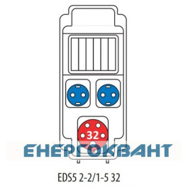 Будівельний щиток харчування ETI 004483151 з роз'ємами EDS5 2-2 / 1-5 32 (Роз'єм 32A / 5P-1 Schuko-2 АВ: C16 / 1-2 C32 / 3-1)