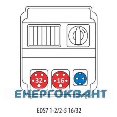 Будівельний щиток харчування ETI 004483200 з роз'ємами EDS7 1-2 / 2-5 16/32 (Роз'єм 16A / 5P-1 32A / 5P-1 Schuko-1 АВ: C16 / 1-1 C16 / 3-1 C32 / 3-1 ) Будівельний щиток харчування ETI 004483200 з роз'ємами EDS7 1-2 / 2-5 16/32 (Роз'єм 16A / 5P-1 32A / 5P-1 Schuko-1 АВ: C16 / 1-1 C16 / 3-1 C32 / 3-1 )