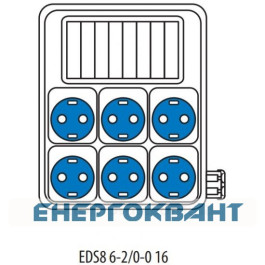 Будівельний щиток харчування ETI 004483252 з роз'ємами EDS8 6-2 / 0-0 16 (Schuko-6 АВ: C16 / 1-6)
