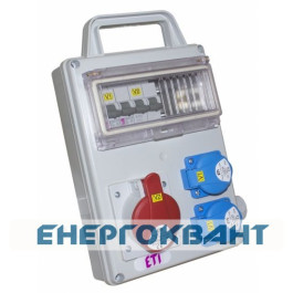 Переносний щит харчування ETI 004483280 з роз'ємами EDS8H 2-2 / 1-5 16 (Роз'єм 16A / 5P-1 Schuko-2 АВ: C16 / 1-1 C16 / 3-1 з ручкою)