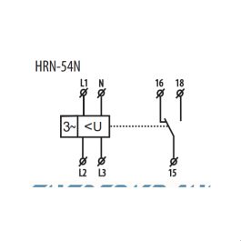 Реле контролю послідовності фаз і напруги ETI 002471412 HRN-54N 3x400 / 230AC (3F 1x8A AC1) з нейтраллю