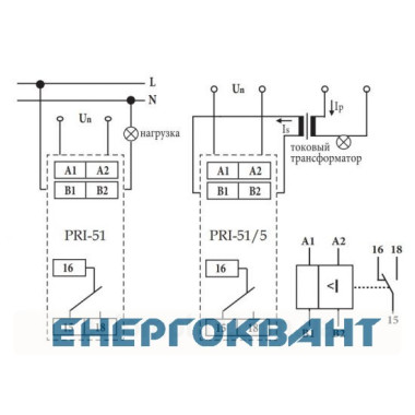 Реле контролю споживаного струму ETI 002471819 PRI-51/8 (0 8..8A) (1x8A AC1)